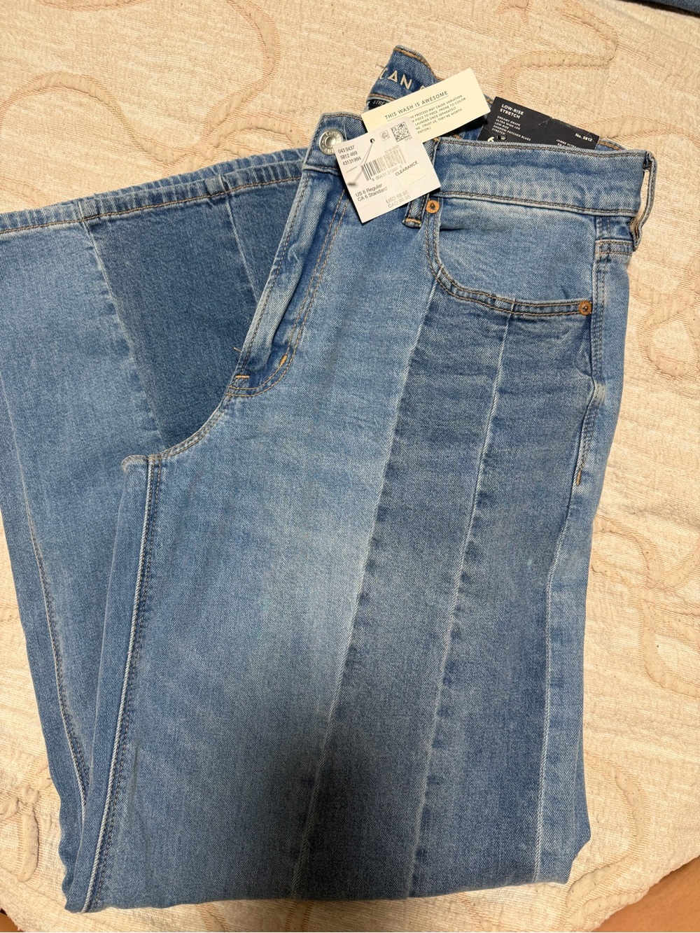 American Eagle Outfitters Two-Tone Blue Panel Flare Jeans